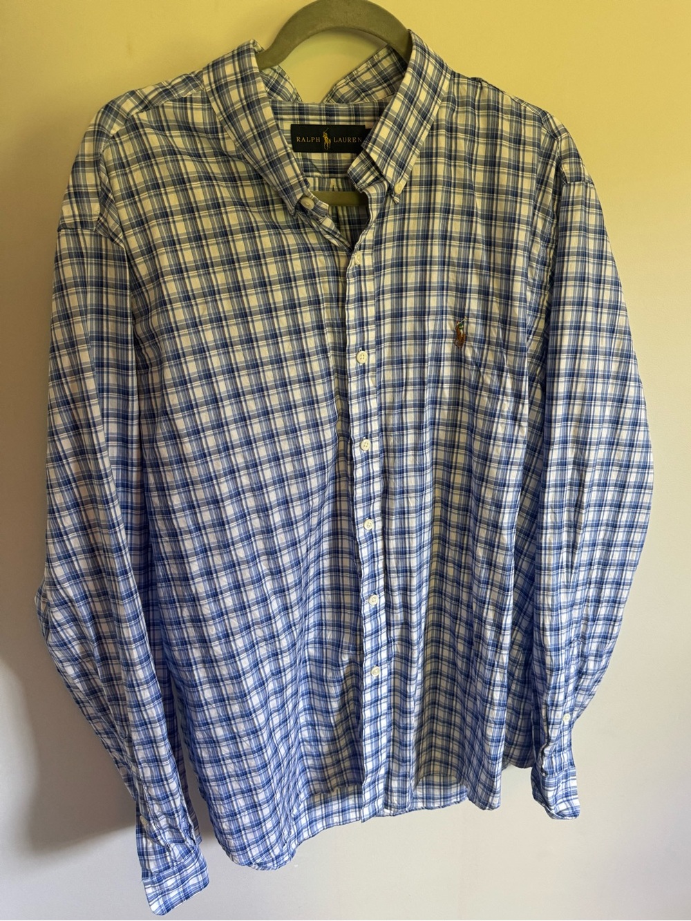 Men’s Ralph Lauren Polo Blue Plaid Button-Down Men's Shirt size XXL